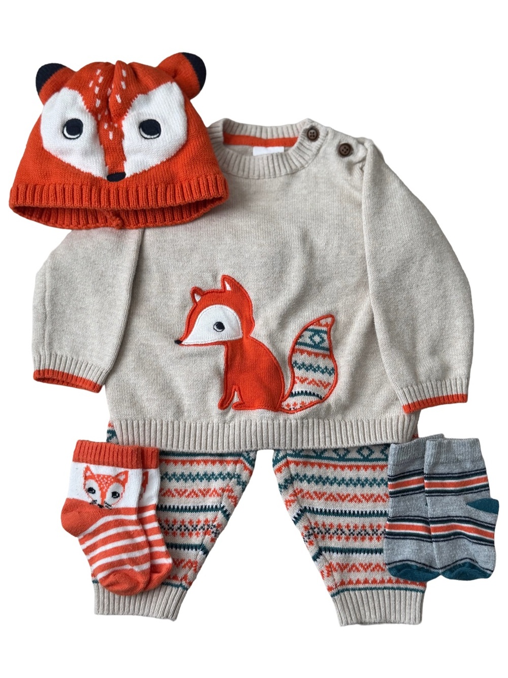 3-6M Gymboree Baby Fox Knit Sweater Set